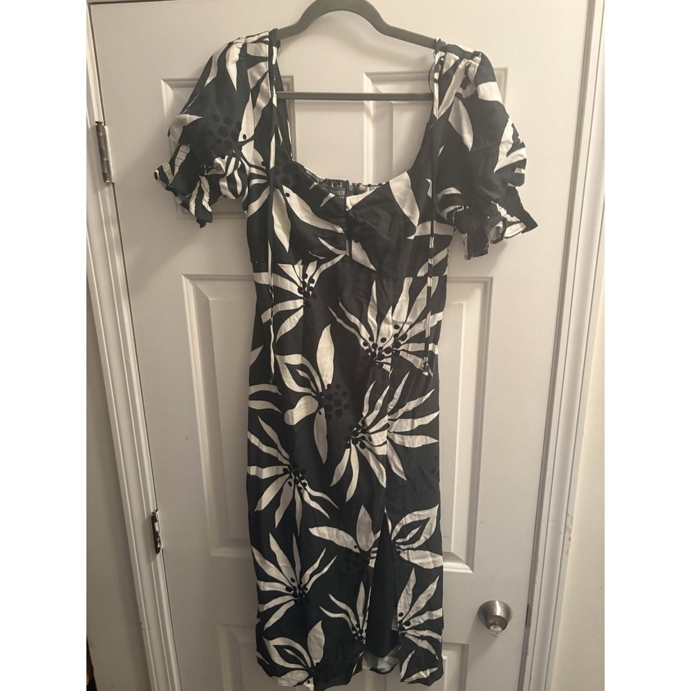 Audrey Parks for Francesca's Green White Botanical Mini Dress Medium Slit
